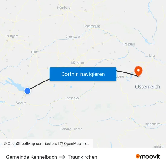 Gemeinde Kennelbach to Traunkirchen map