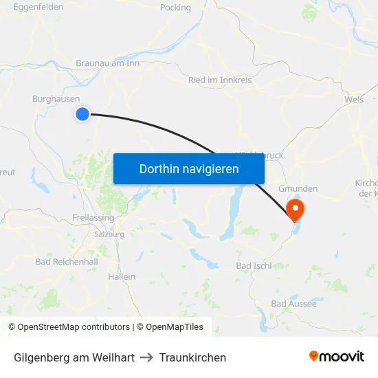 Gilgenberg am Weilhart to Traunkirchen map