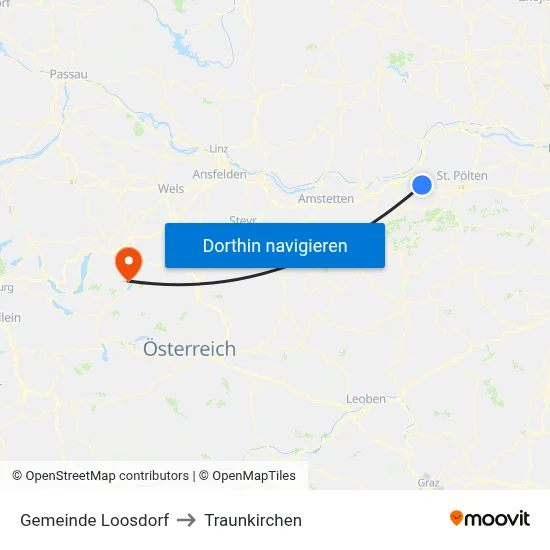 Gemeinde Loosdorf to Traunkirchen map