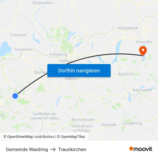 Gemeinde Waidring to Traunkirchen map