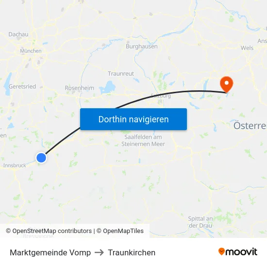 Marktgemeinde Vomp to Traunkirchen map