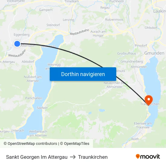 Sankt Georgen Im Attergau to Traunkirchen map