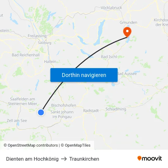 Dienten am Hochkönig to Traunkirchen map
