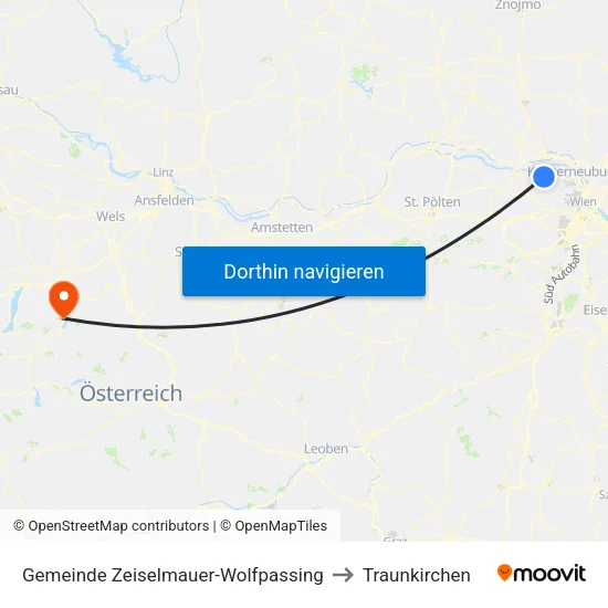 Gemeinde Zeiselmauer-Wolfpassing to Traunkirchen map