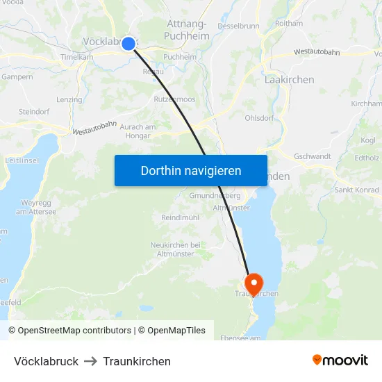 Vöcklabruck to Traunkirchen map