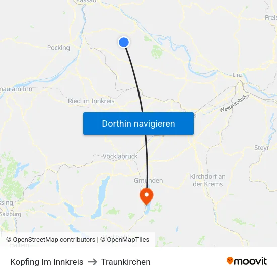 Kopfing Im Innkreis to Traunkirchen map