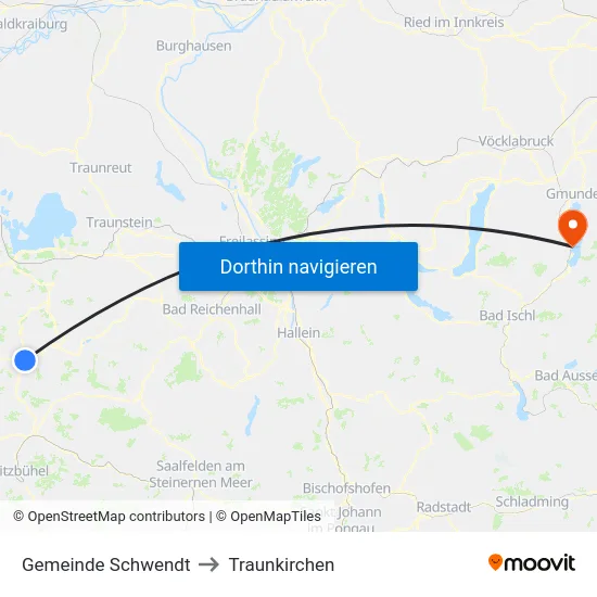 Gemeinde Schwendt to Traunkirchen map