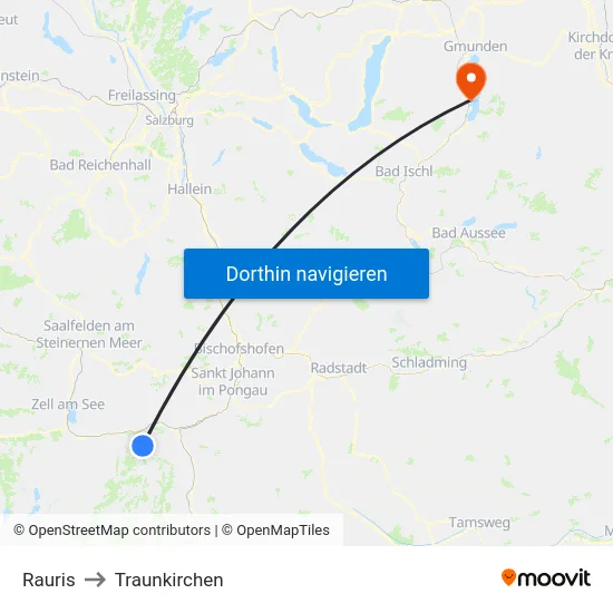 Rauris to Traunkirchen map