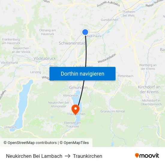 Neukirchen Bei Lambach to Traunkirchen map