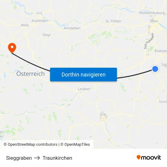 Sieggraben to Traunkirchen map