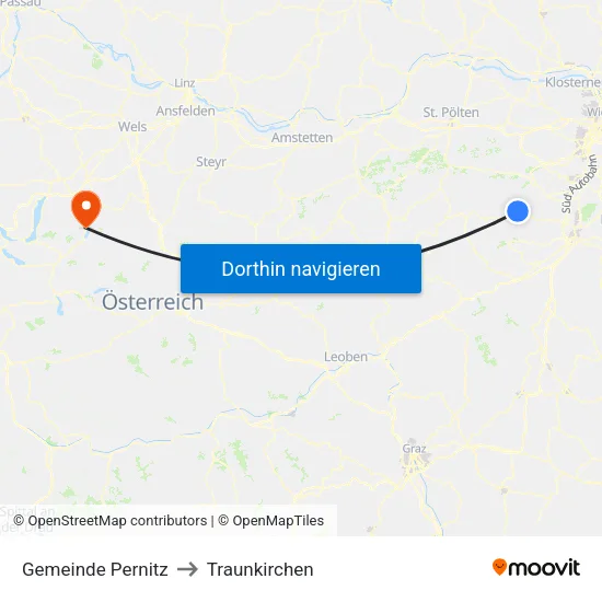 Gemeinde Pernitz to Traunkirchen map
