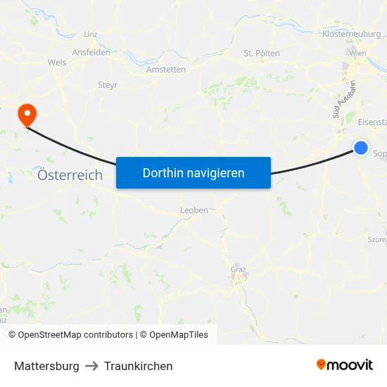 Mattersburg to Traunkirchen map