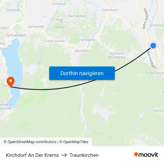 Kirchdorf An Der Krems to Traunkirchen map