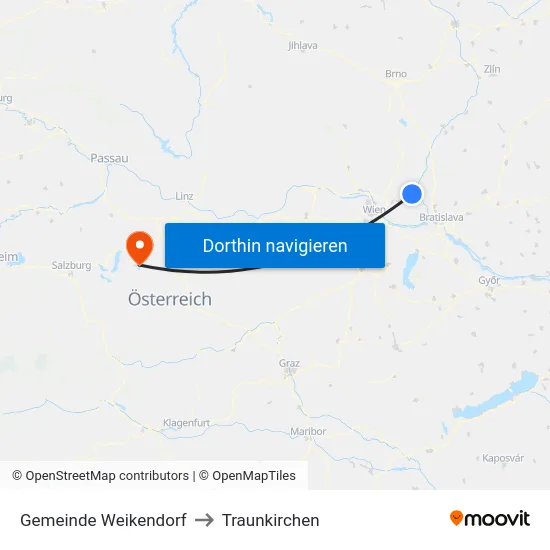 Gemeinde Weikendorf to Traunkirchen map