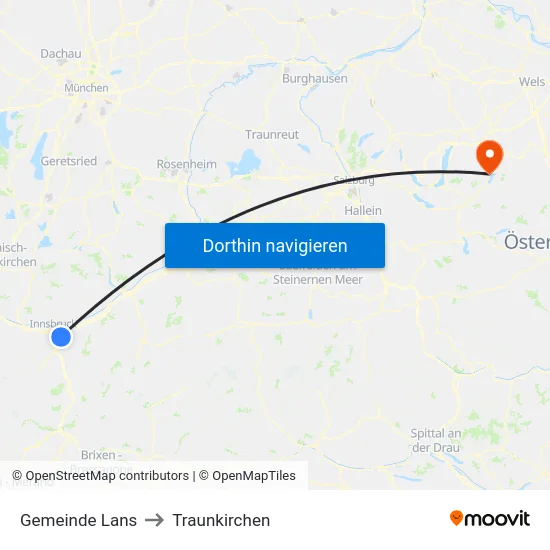 Gemeinde Lans to Traunkirchen map