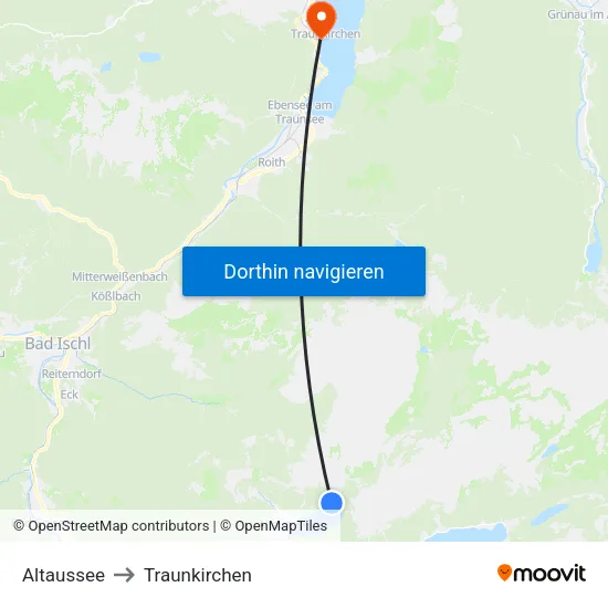 Altaussee to Traunkirchen map