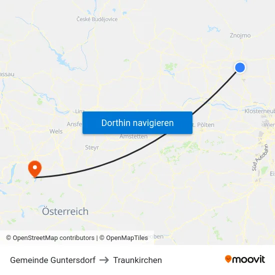 Gemeinde Guntersdorf to Traunkirchen map