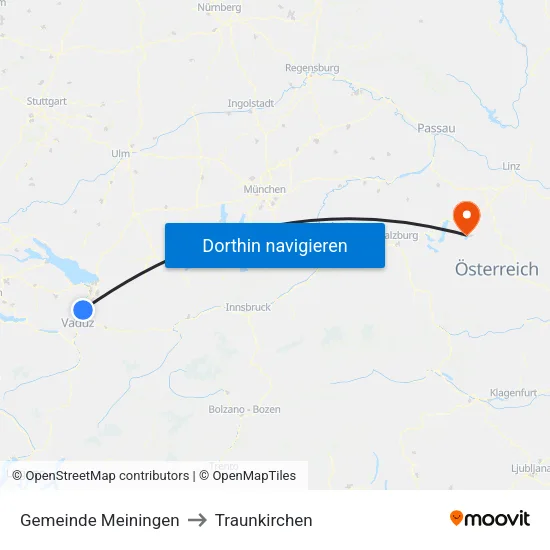 Gemeinde Meiningen to Traunkirchen map