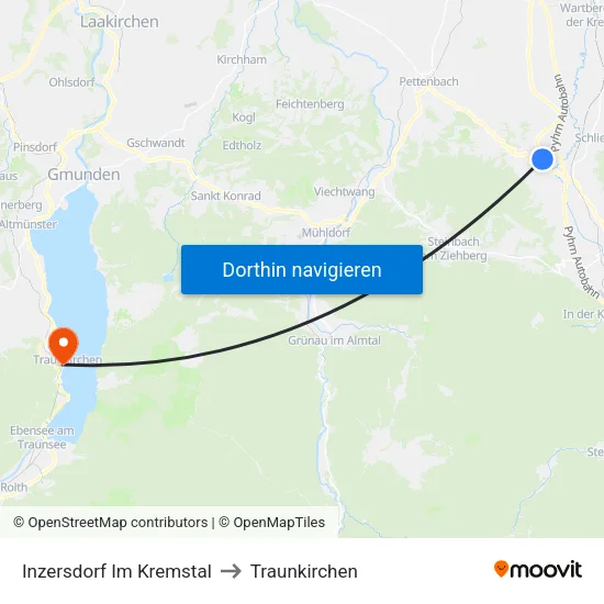 Inzersdorf Im Kremstal to Traunkirchen map