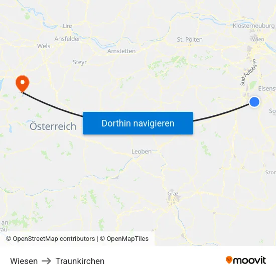 Wiesen to Traunkirchen map