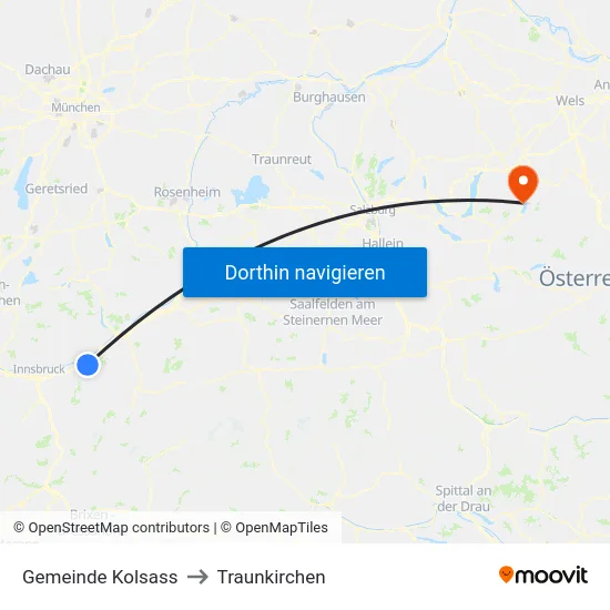Gemeinde Kolsass to Traunkirchen map
