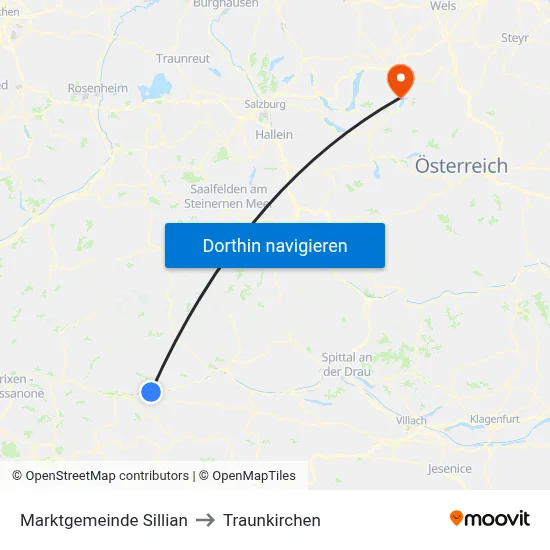 Marktgemeinde Sillian to Traunkirchen map