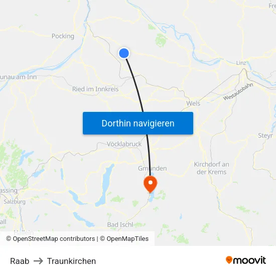 Raab to Traunkirchen map