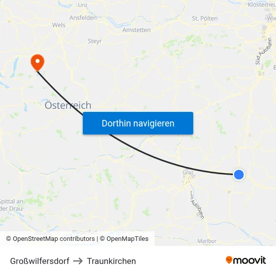 Großwilfersdorf to Traunkirchen map