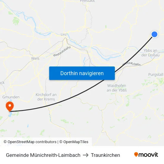 Gemeinde Münichreith-Laimbach to Traunkirchen map