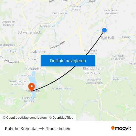 Rohr Im Kremstal to Traunkirchen map