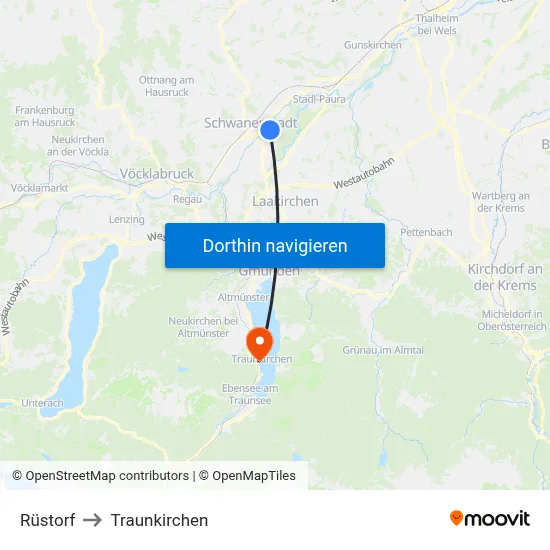 Rüstorf to Traunkirchen map