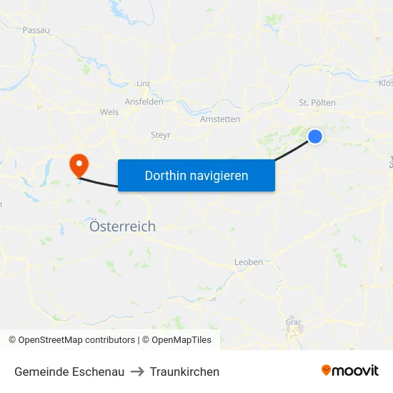 Gemeinde Eschenau to Traunkirchen map