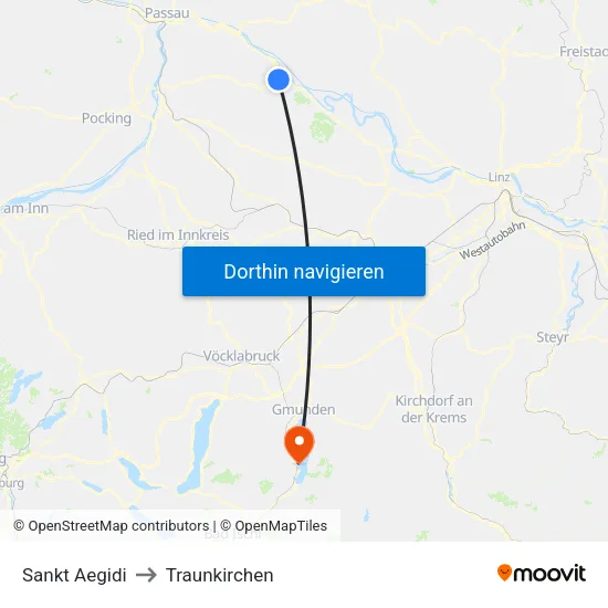 Sankt Aegidi to Traunkirchen map