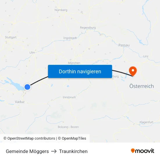 Gemeinde Möggers to Traunkirchen map