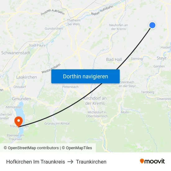 Hofkirchen Im Traunkreis to Traunkirchen map