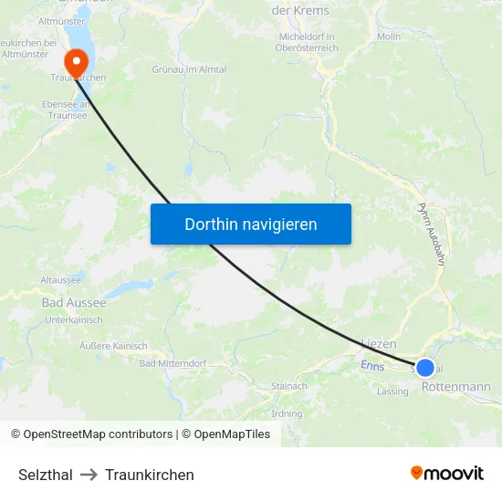 Selzthal to Traunkirchen map