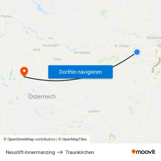 Neustift-Innermanzing to Traunkirchen map