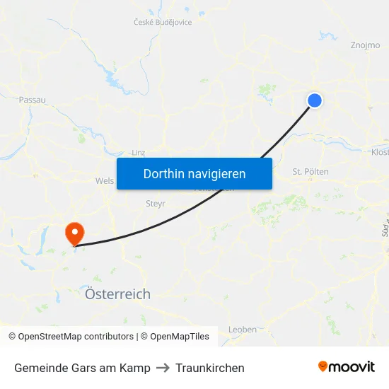 Gemeinde Gars am Kamp to Traunkirchen map