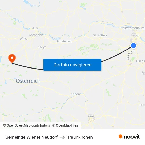 Gemeinde Wiener Neudorf to Traunkirchen map
