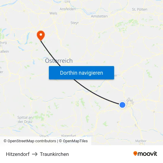 Hitzendorf to Traunkirchen map
