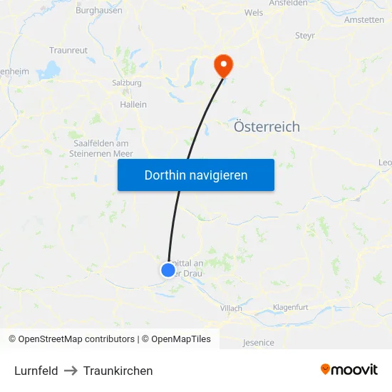 Lurnfeld to Traunkirchen map