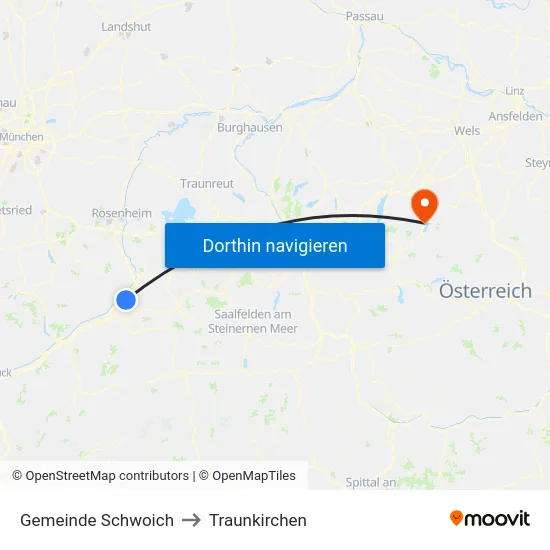Gemeinde Schwoich to Traunkirchen map
