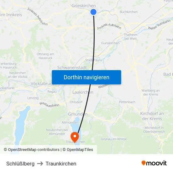Schlüßlberg to Traunkirchen map