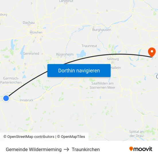 Gemeinde Wildermieming to Traunkirchen map