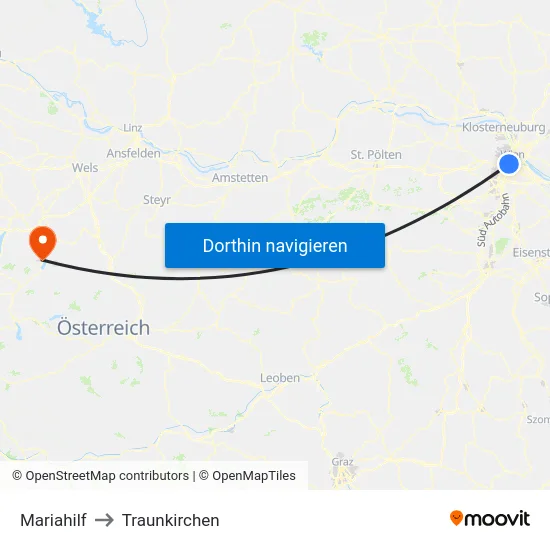 Mariahilf to Traunkirchen map