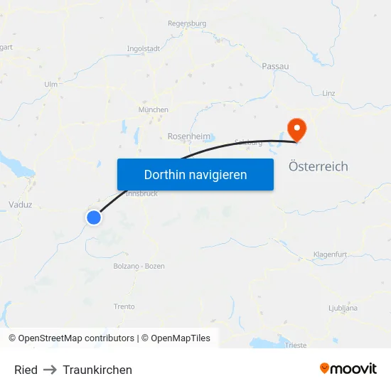 Ried to Traunkirchen map