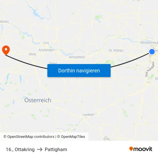 16., Ottakring to Pattigham map