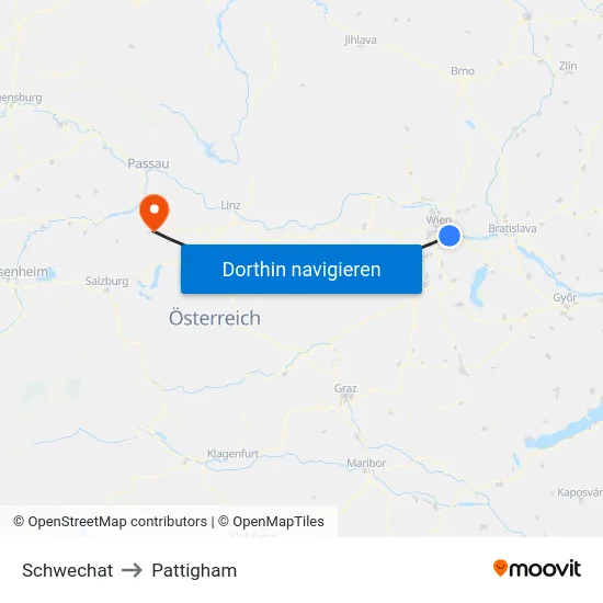 Schwechat to Pattigham map