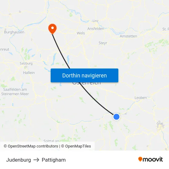 Judenburg to Pattigham map