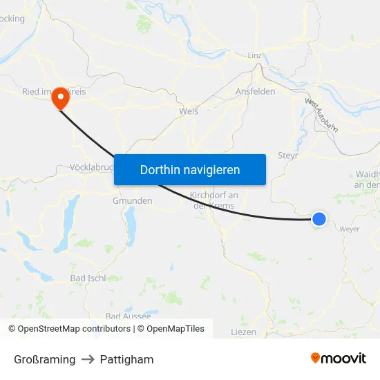 Großraming to Pattigham map